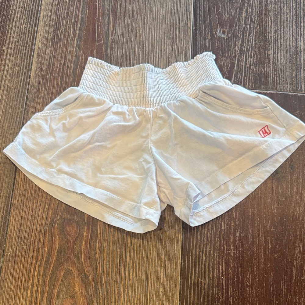 White Elastic Waist Kids Shorts